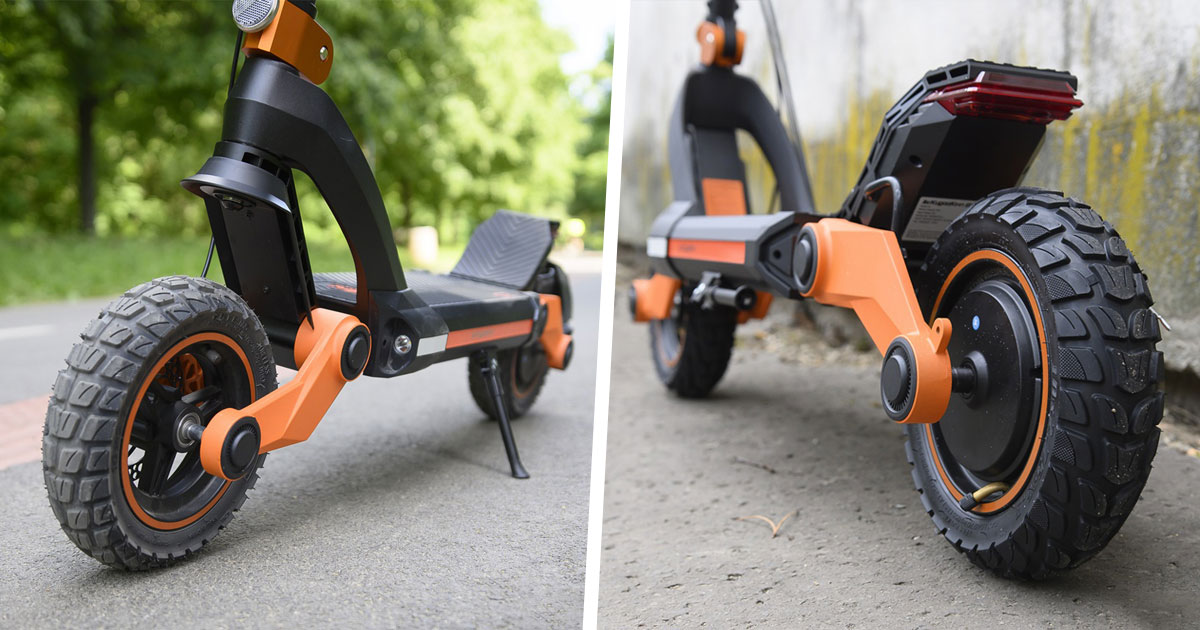 Kugoo Kirin G3 is a beautiful 1200 W orange scooter with TPU