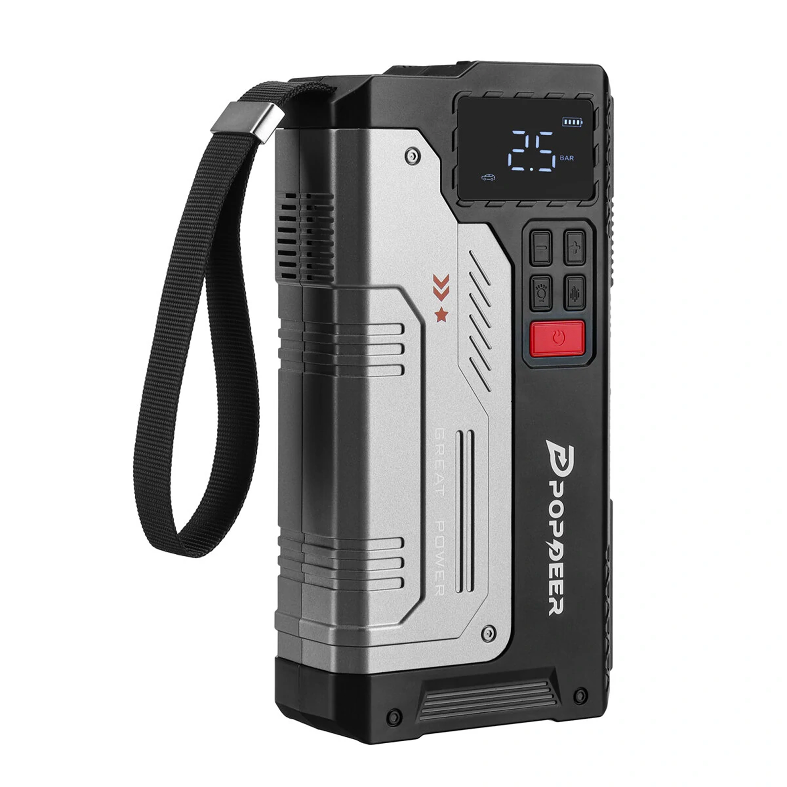 Popdeer PD-JA1 is a starter power bank and compressor in one for only  €62,65! Max. current up to 2500 A and exclusive coupon